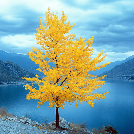 湖边的金秋树影 湖边的金秋树影