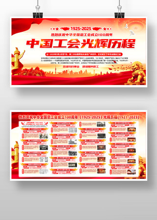 中国工会光辉发展历程展板