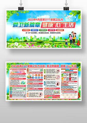 第37个爱国卫生月活动主题展板宣传栏