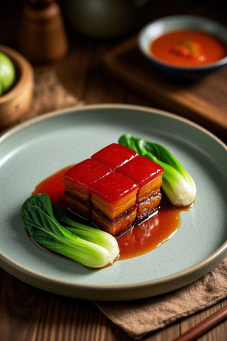 一盘食物上面放着肉和蔬菜高清图片