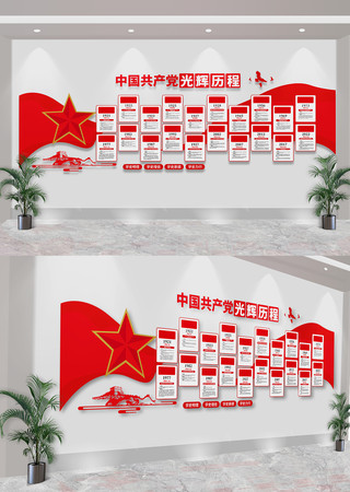 党的光辉历程党史党代会党建文化墙 CDR