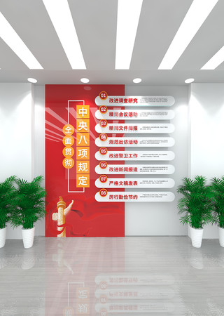 竖版中央八项规定党建文化墙