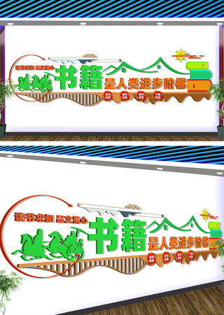 图书馆文化墙学校阅读文化墙 CDR