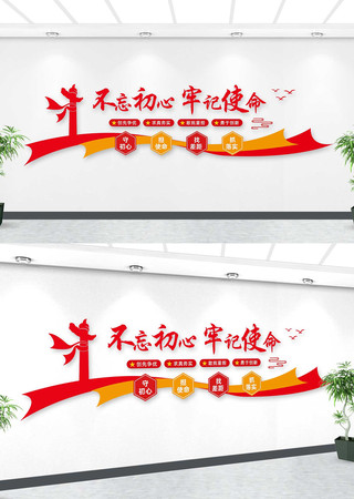 不忘初心党建文化墙 AI