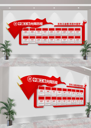 中国工会光辉历程总工会党建文化墙