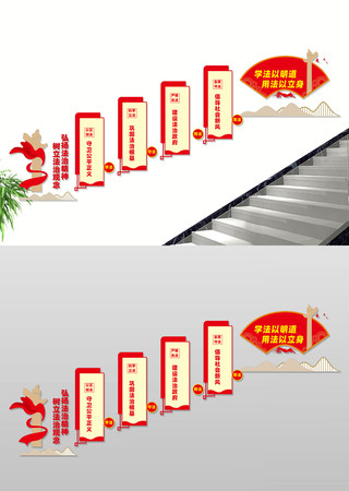 楼梯法治文化墙法治宣传楼道文化墙