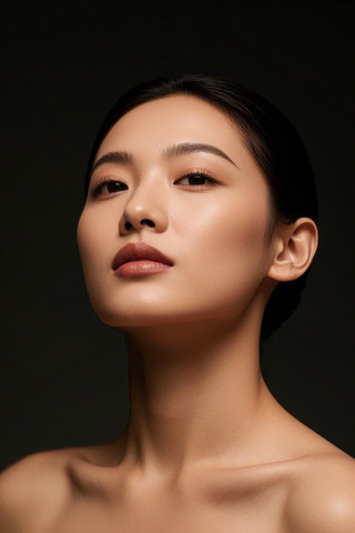 妇女赤裸着胸部没有衬衫摆姿势拍照高清图片