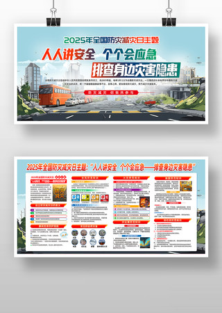 2025年全国防灾减灾日主题宣传展板 PSD