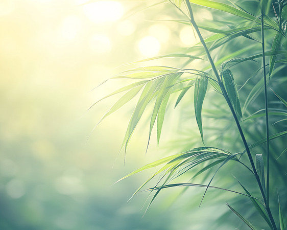 晨光中的翠竹轻摇清新宁静 晨光中的翠竹轻摇清新宁静