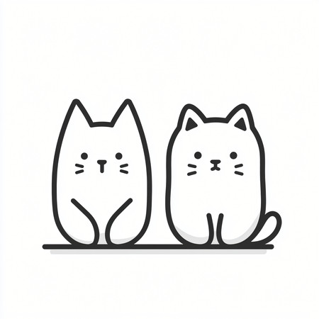 可爱线条猫狗动物
