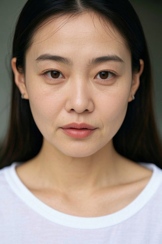 一位穿着白衬衫留着黑头发的女人特写镜头高