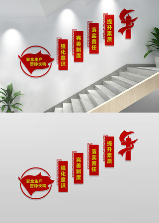 安全生产楼梯文化墙标语 CDR
