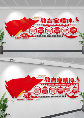 大力弘扬教育家精神六个方面内容文化墙图片 CDR