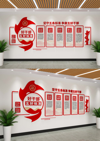 好干部二十字标准党建宣传文化墙 AI
