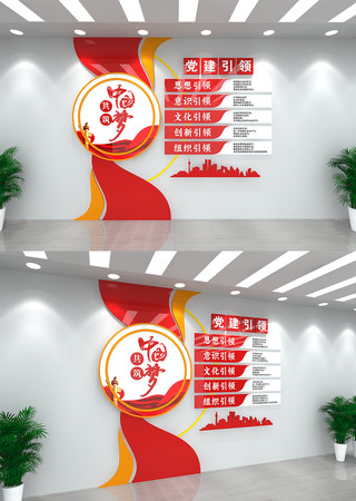竖版党建引领党建文化墙