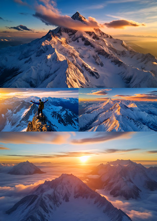 4k航拍雪山登山者视频合集