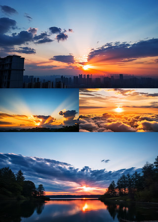 4k夕阳火烧云城市航拍视频