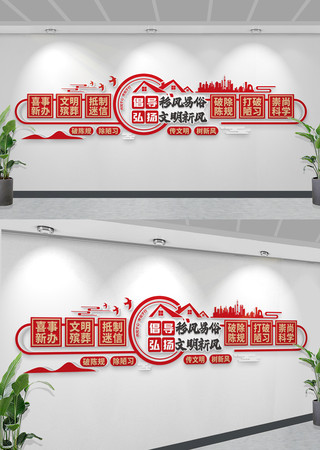 倡导移风易俗弘扬文明新风文化墙社区建设墙 CDR