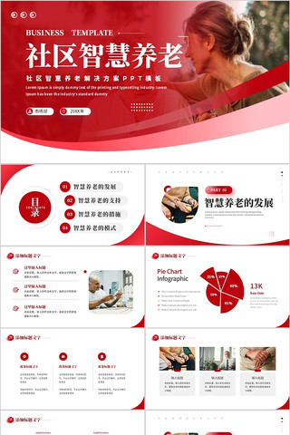 红色商务社区智慧养老解决方案商业计划书 pptx