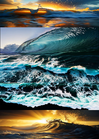 宽屏大海海浪浪花航拍视频