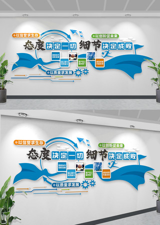 态度决定一切细节决定成败企业标语文化墙 CDR