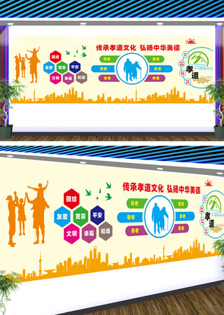 孝道社区家园文化墙 CDR