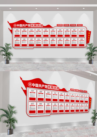 中国共产党光辉历程党史党代会党建文化墙 CDR
