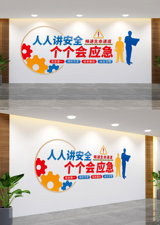 人人讲安全个个会应急安全生产文化墙 AI