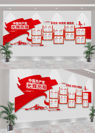 中国共产党光辉历程党史党建文化墙 CDR