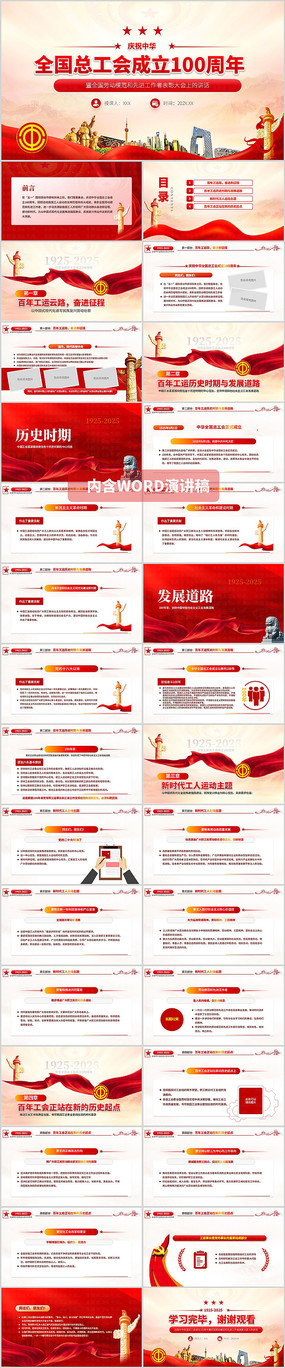 庆祝全国总工会成立100周年学习ppt