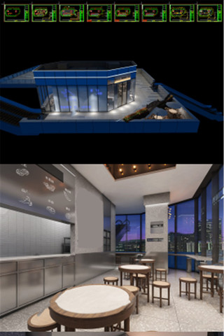 螺蛳粉快餐店cad施工图和效果图 CAD