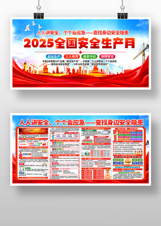 大气2025年安全生产月展板图片