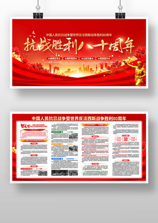 中国人民抗日战争胜利纪念日80周年展板 PSD