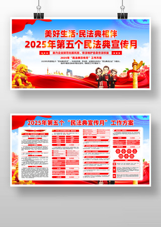 2025年第五个民法典宣传月活动展板 PSD