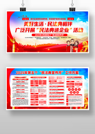 2025年第五个民法典宣传月展板设计 PSD