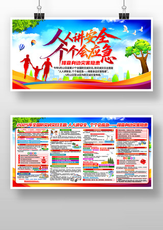 2025年全国防灾减灾日主题活动展板设计 PSD