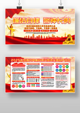 党建风2025年加强党风廉政建设展板