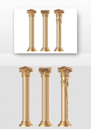 金色的古典柱子 PNG