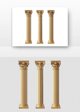 金色古典柱 PNG