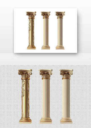金色古典柱子 PNG