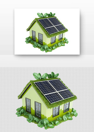 绿色屋顶的房子