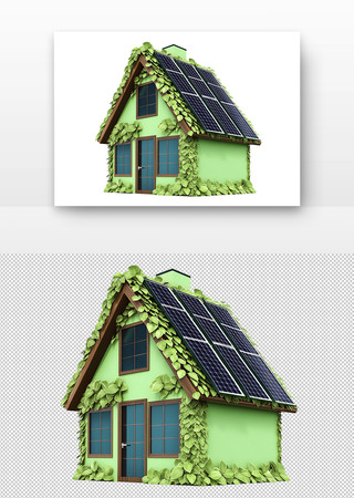 绿色小屋屋顶装太阳能板