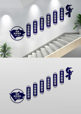 派出所公安局楼梯文化墙 CDR