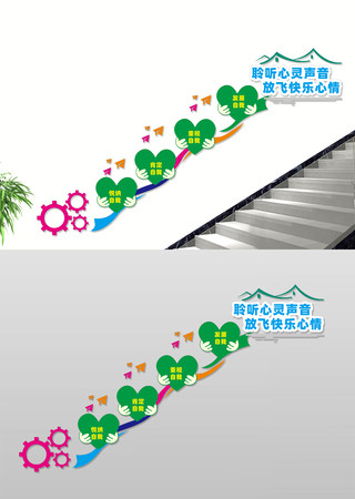 校园心理楼梯文化墙 CDR