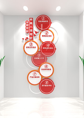 中央八项规定精神学习教育党建文化墙 CDR