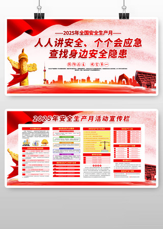 查找身边安全隐患2025安全生产月展板素材