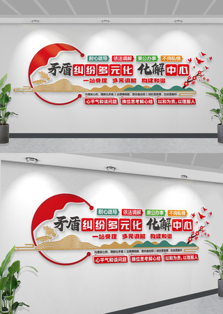 调解矛盾多元调解中心文化墙 CDR