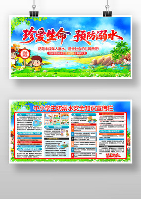 学校中小学生防溺水安全知识教育宣传栏展板