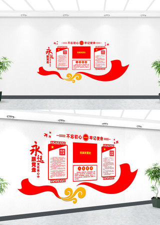 党建文化展厅文化墙设计 CDR