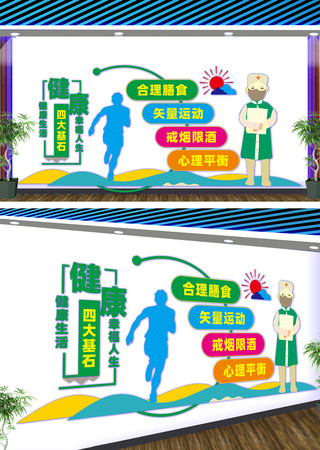 健康四大基石宣传文化墙 CDR